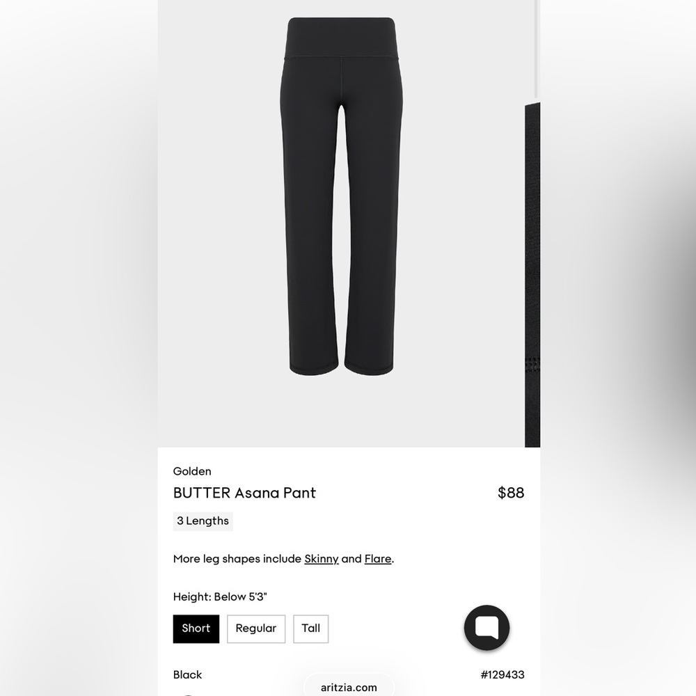 Aritzia Golden Butter Asana Pant